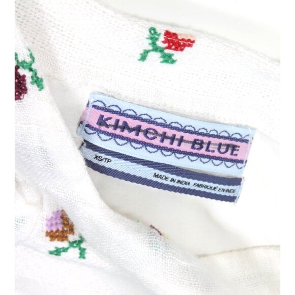 KIMCHI & BLUE White Floral Embroidered Folk Balloon Sleeve Babydoll Dress XS 114 - Picture 6 of 6